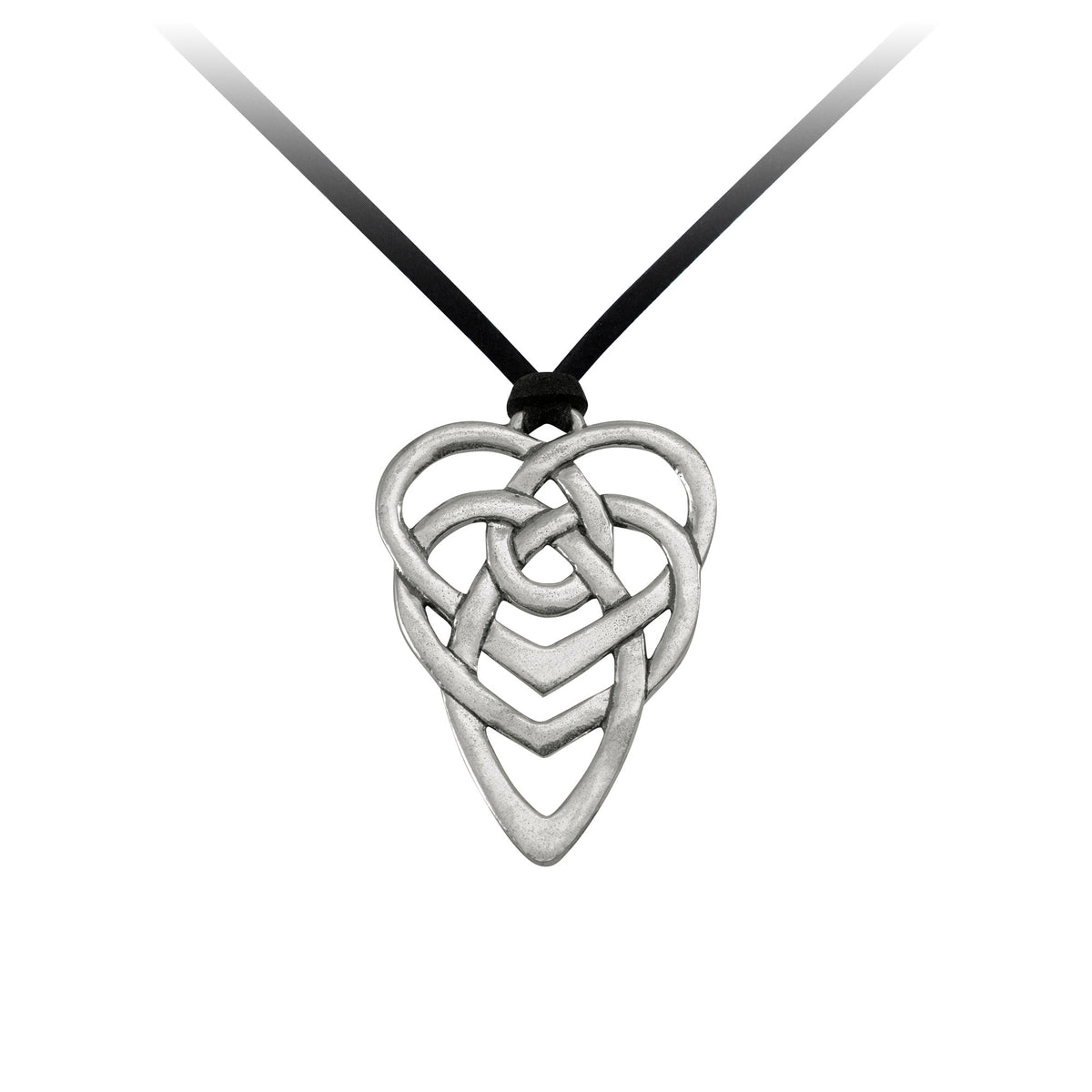 Seagull Pewter Celtic Motherhood Knot Pendant in silver on a black cord.