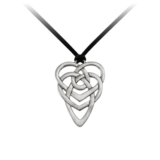 Product Image – Seagull Pewter Celtic Motherhood Knot Pendant in silver on a black cord.
