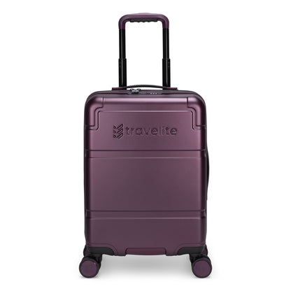 Travelite Itinerary Hardside Spinner Carry-on, fig purple, with TSA lock, telescopic handle & four wheels.