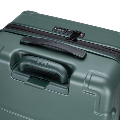 Close-up of Travelite Itinerary Large Expandable Hardside Spinner with TSA lock and built-in handles.