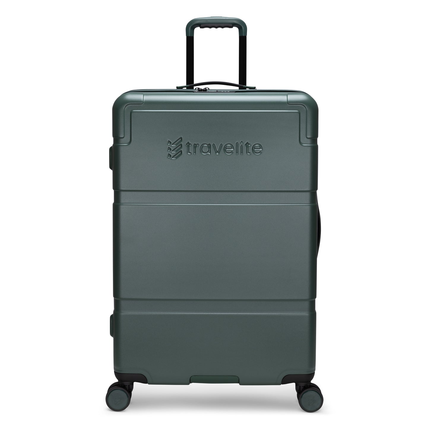 The Travelite Itinerary Large Expandable Hardside Spinner has 4 wheels, TSA lock, and a telescopic handle.