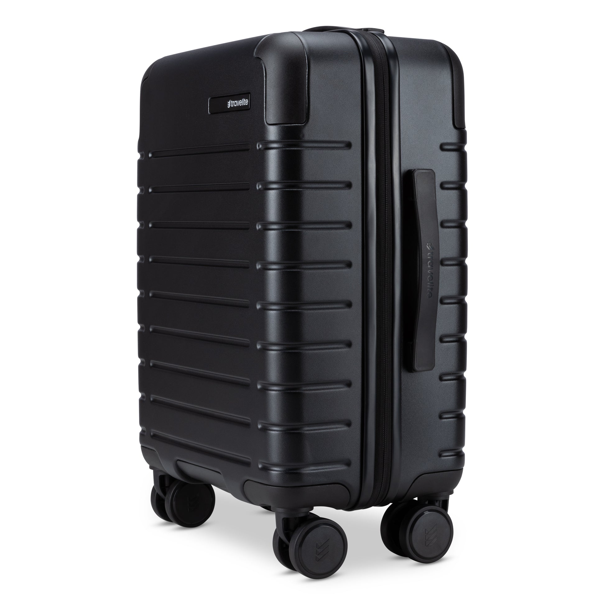 Travelite Epicure 19" Hardside Spinner Carry-on, black, side angled view