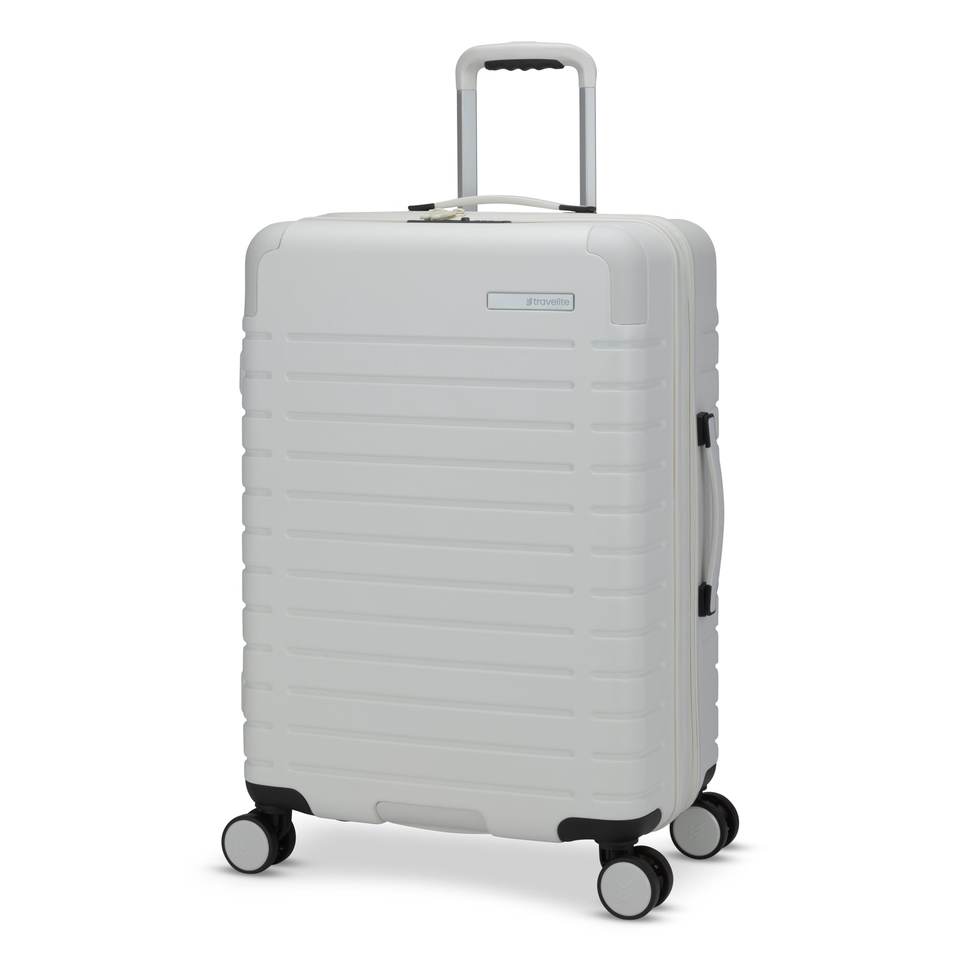 Travelite Epicure 24" Expandable Hardside Spinner, tofu white colour, front angled view