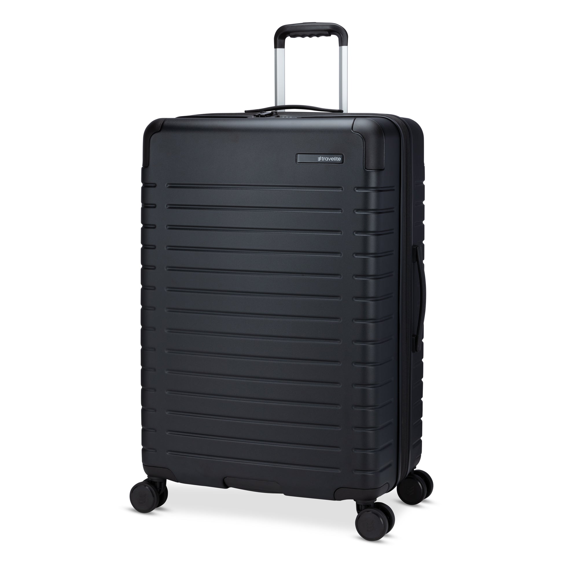 Travelite Epicure 28" Expandable Hardside Spinner, black, front angled view