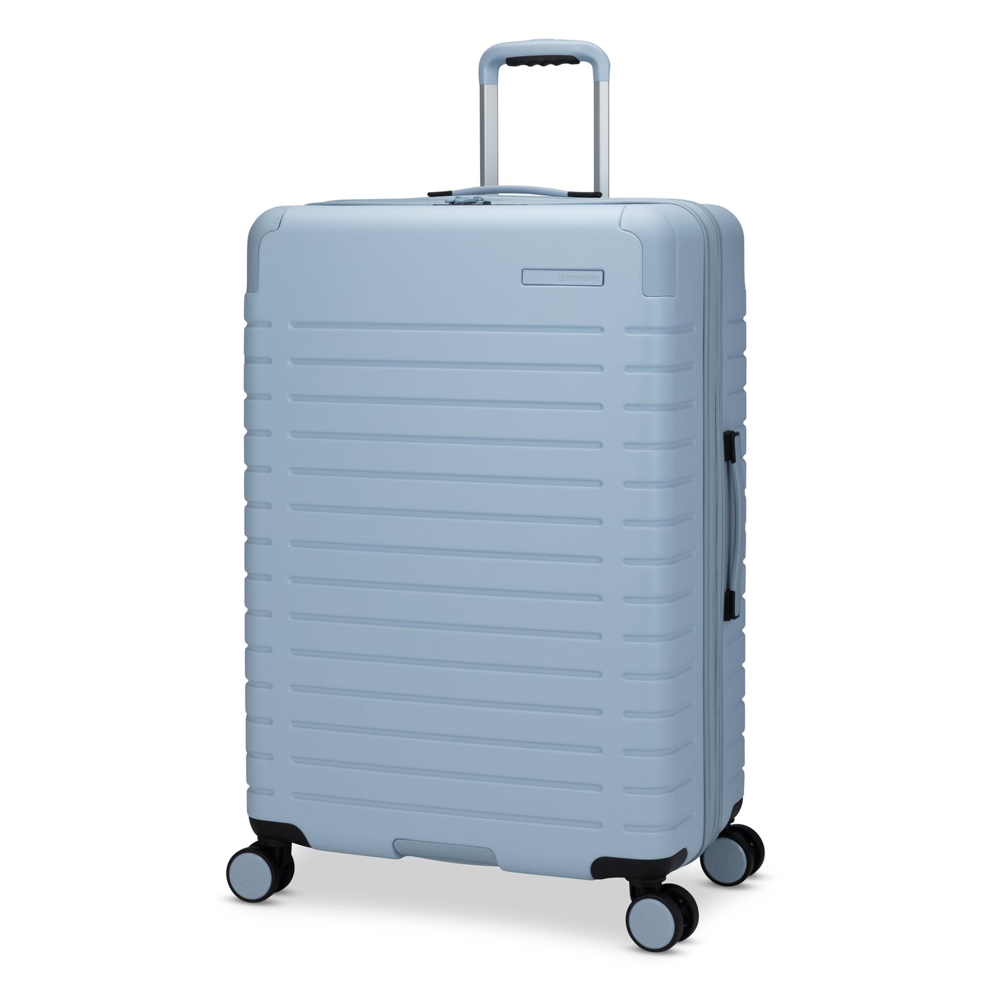 Travelite Epicure 28" Expandable Hardside Spinner, Niagara Mist light blue colour, front angled view