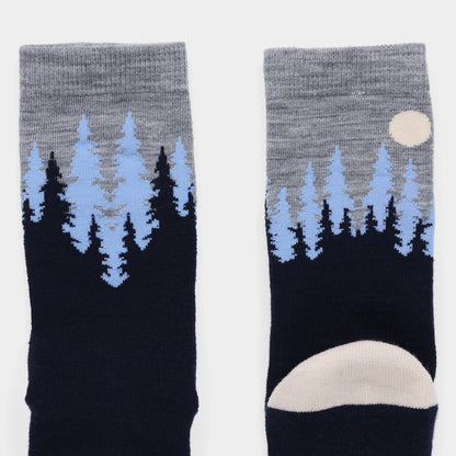Tilley Landscape Sock - ONLINE ONLY: Forest silhouette, moon design, moisture wicking & odour control.