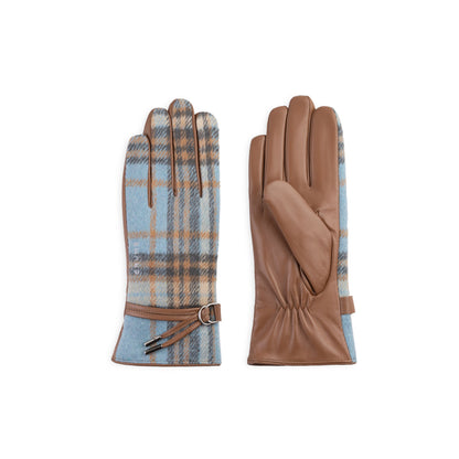 The Brume Waterville Glove pairs leather with blue-brown plaid fabric—ideal for cold weather.