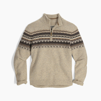 Royal Robbins Men's Arch Rock 1/4 Zip offers natural temperature regulation with a brown geometric pattern.