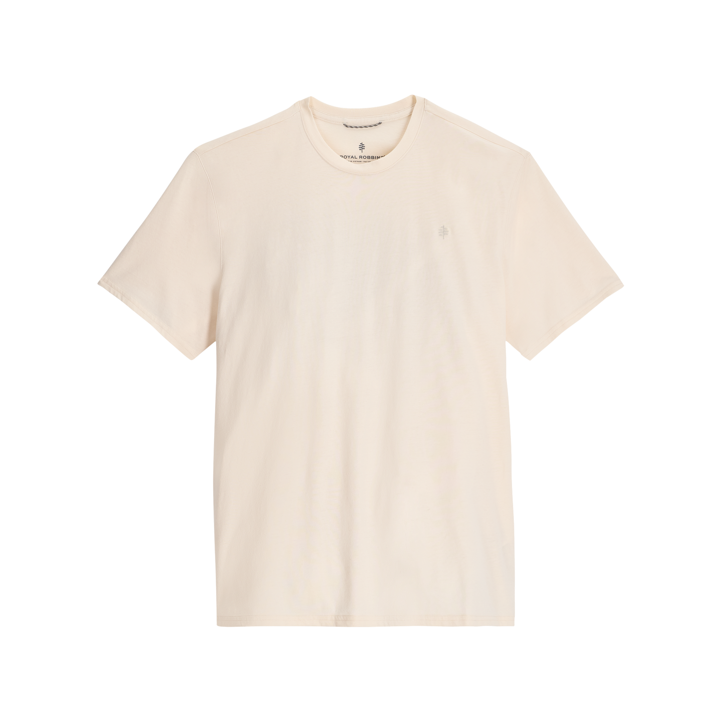 Royal Robbins Men's RR Graphic Tee in soft organic cotton, short-sleeve crew neck, laid flat on white background.