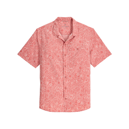 Royal Robbins Men's Salathe Sun Shirt SS offers UPF40+ and features a red/white sunburst pattern.