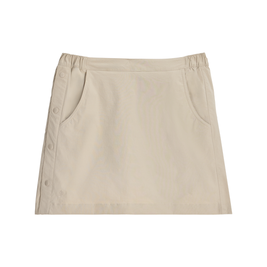 Product Image – Royal Robbins Women's Wilder Skort features side buttons, front pockets, and built-in bike shorts for adventure.