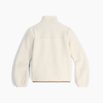 Royal Robbins Women's Palisades Jacket in cream with high collar and contrast yoke, shown from the back.