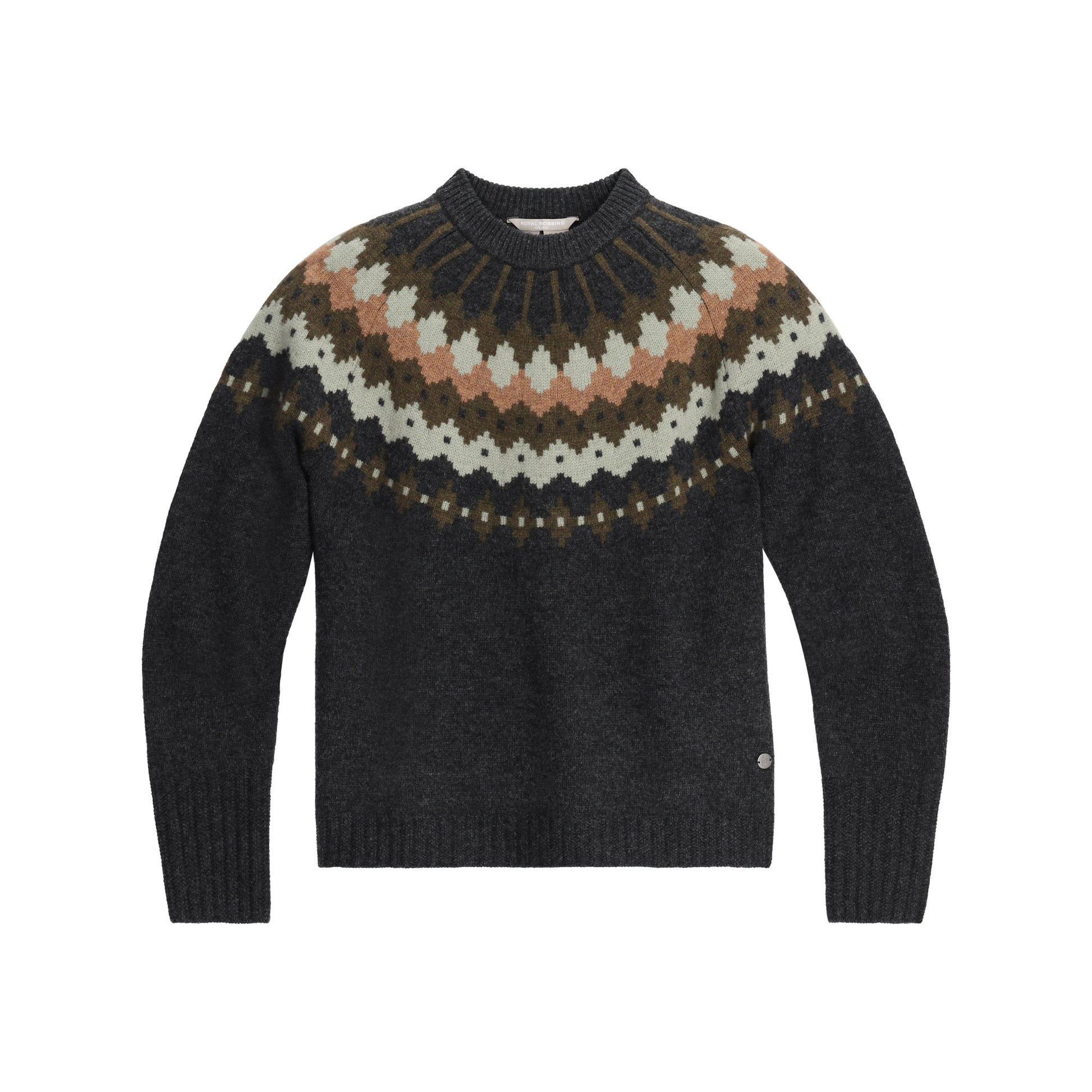 Royal Robbins Women’s Rockcraft Wool Crew features a multi-color yoke for warmth and natural thermoregulation.