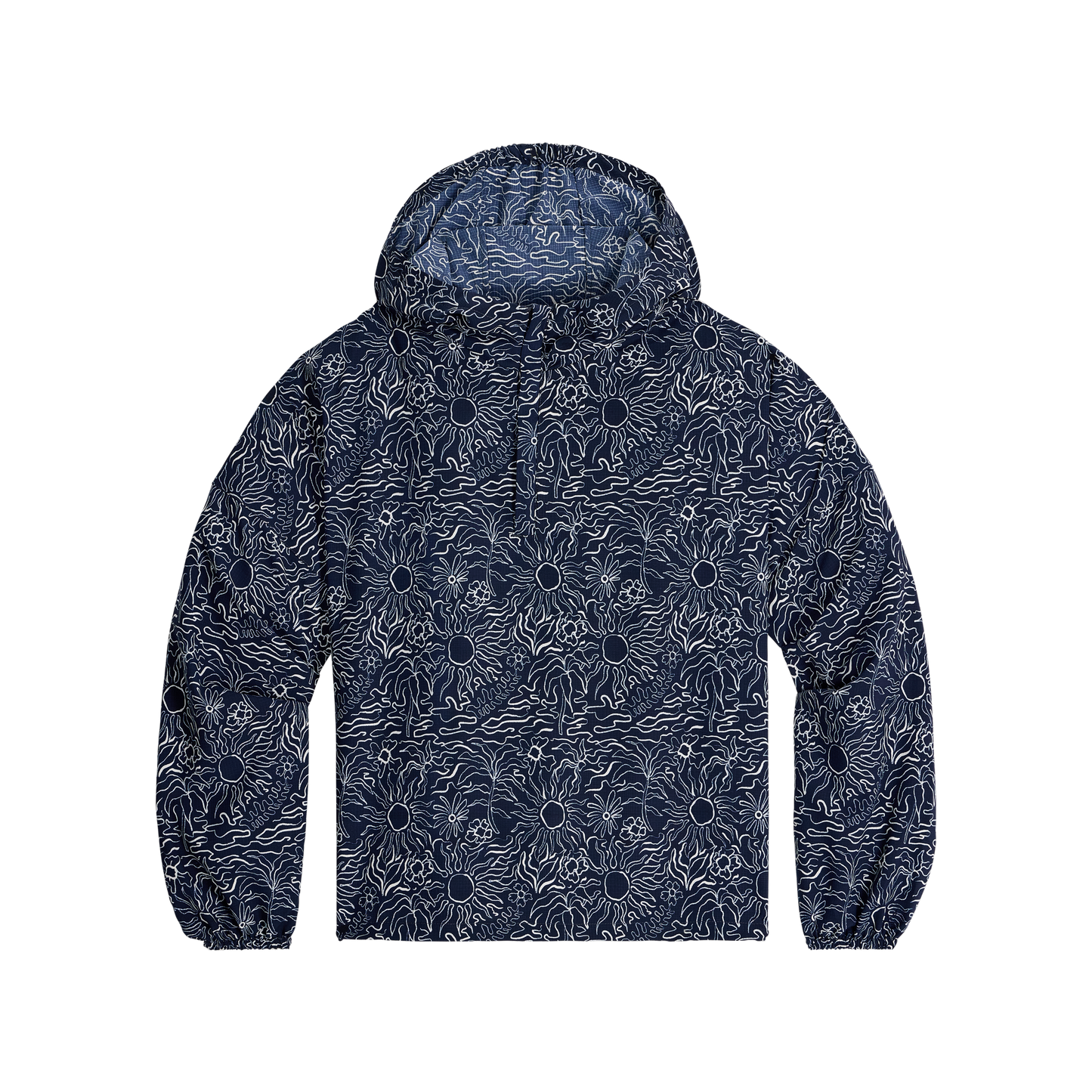 Royal Robbins Women's Salathe Sun Hoodie in navy with white swirls, UPF40+ protection – ONLINE ONLY.