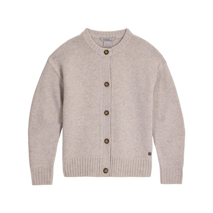 Royal Robbins Rockcraft Cardigan: Beige knit, long sleeves, brown buttons; stylish and breathable for any season.