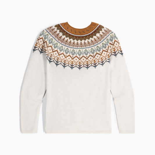 Product Image – Royal Robbins Women's Westlands Fairisle Crew sweater features a cozy geometric pattern for outdoor style.