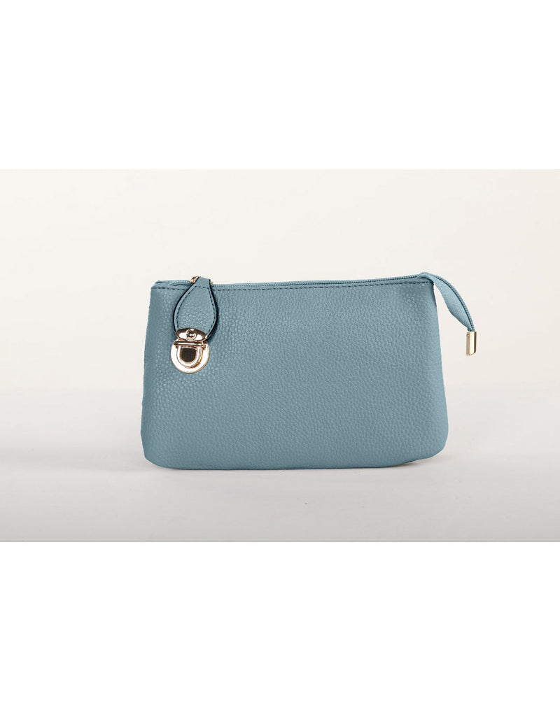 Alina's RFID Clutch Wristlet in blue, front view