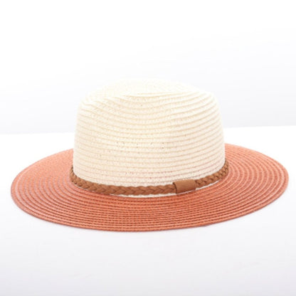 Alina's Two-Tone Paper Straw Hat in rust, front view.