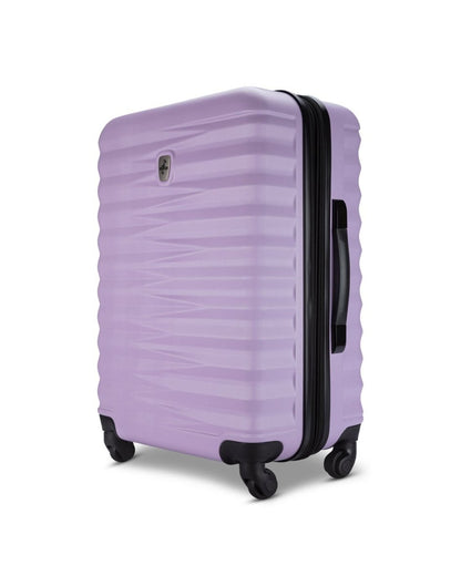 Atlantic Chaser Hardside 24" Expandable Spinner in powder lilac, side angled view