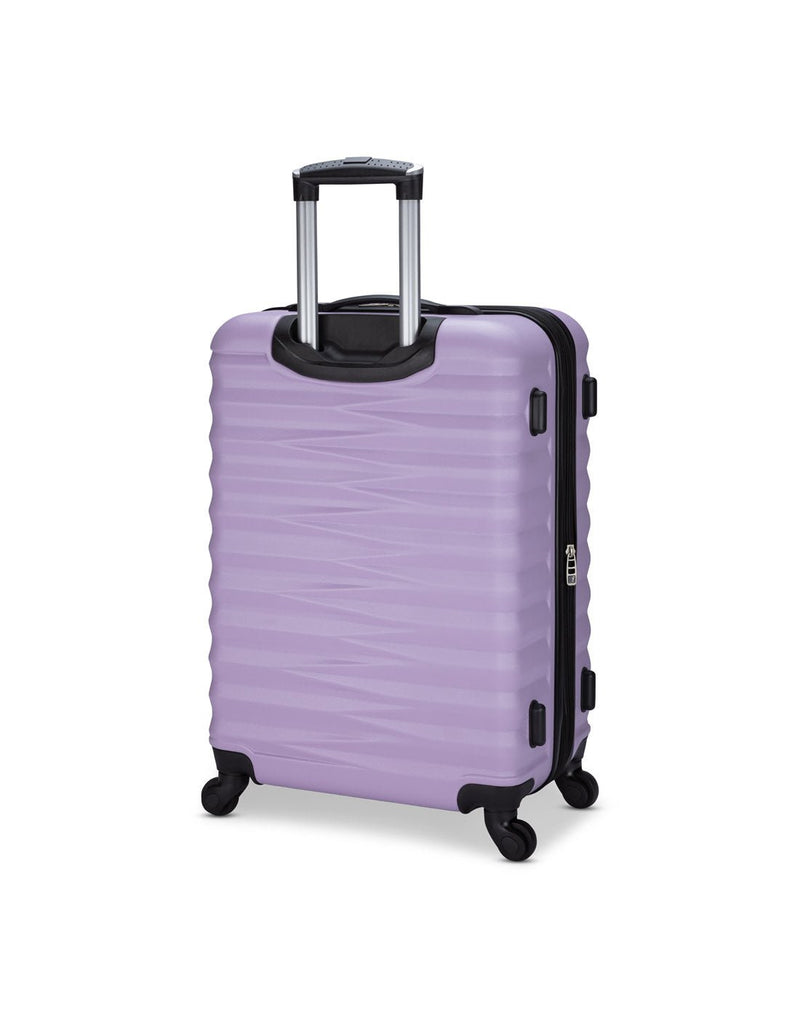 Atlantic Chaser Hardside 24" Expandable Spinner in powder lilac, back angled view