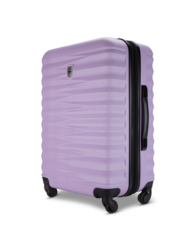 Atlantic Chaser Hardside 24" Expandable Spinner in powder lilac, side angled view