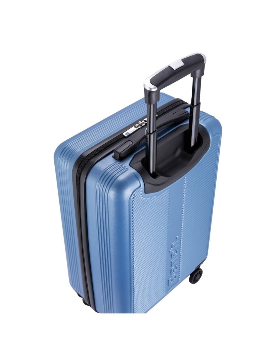 Bench Caelum Hardside 19" Spinner Carry-on, lapis blue, top back angled view with telescopic handle extended