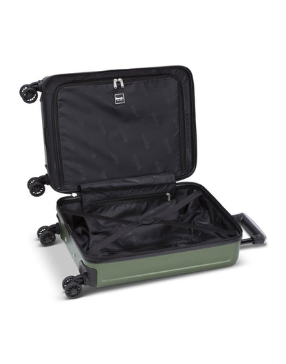 Bench Erasmos Hardside 19" Spinner Carry-on, olivine, open view of black lined interior