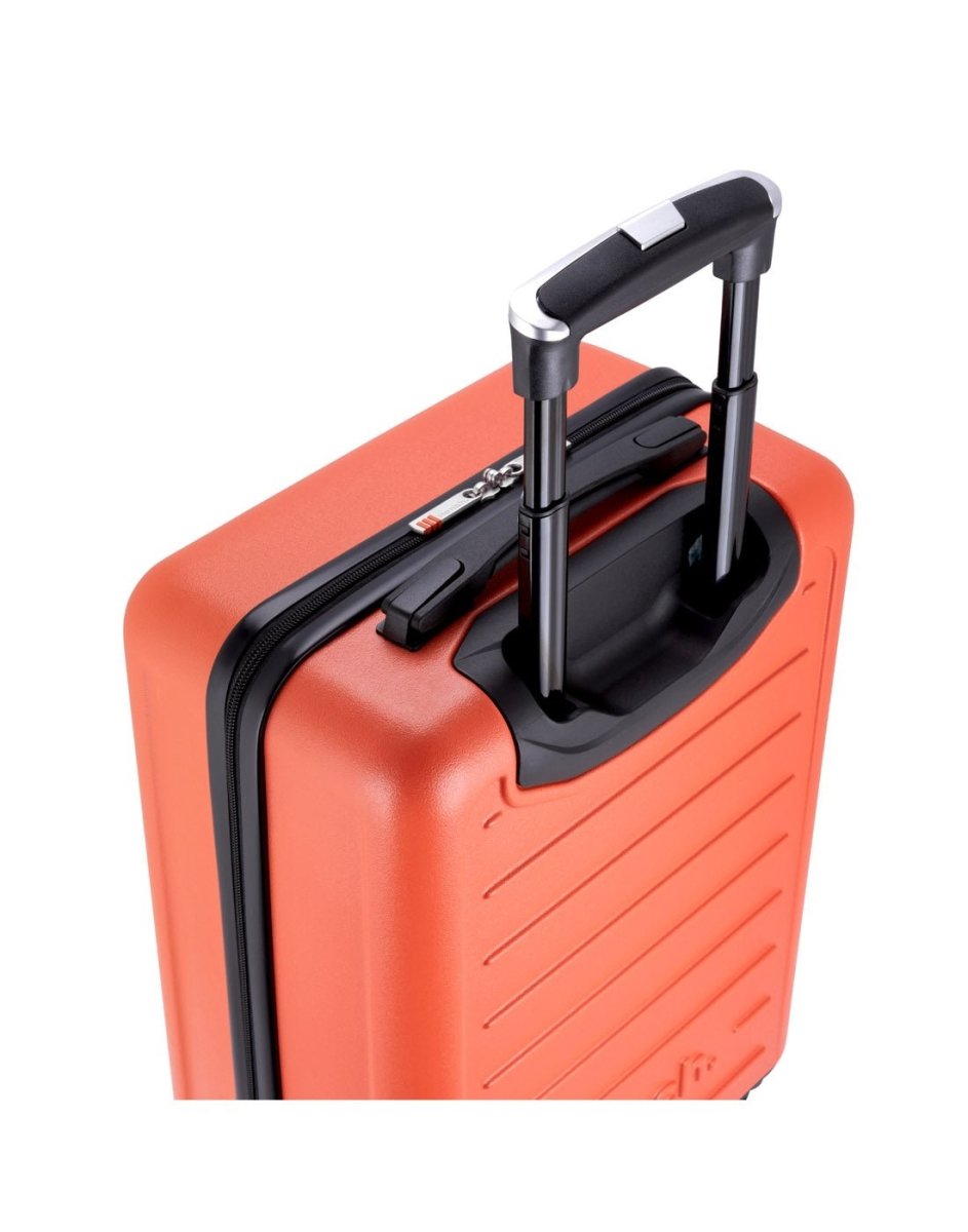 Bench Erasmos Hardside 19" Spinner Carry-on, burnt orange, top back angled view with telescopic handle extended