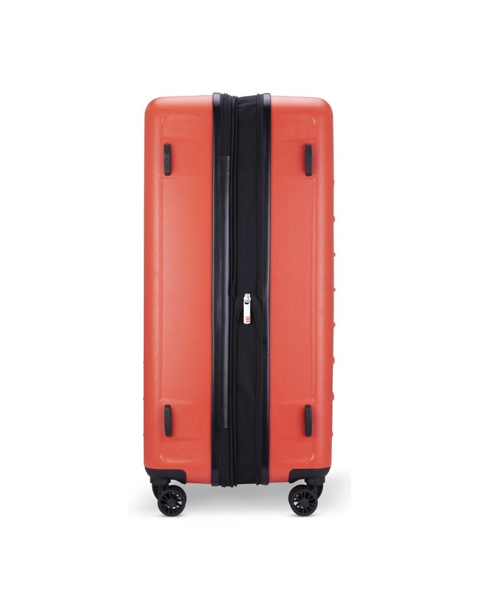 Bench Erasmos Hardside 28" Expandable Spinner, burnt orange, side view with zipper expanded