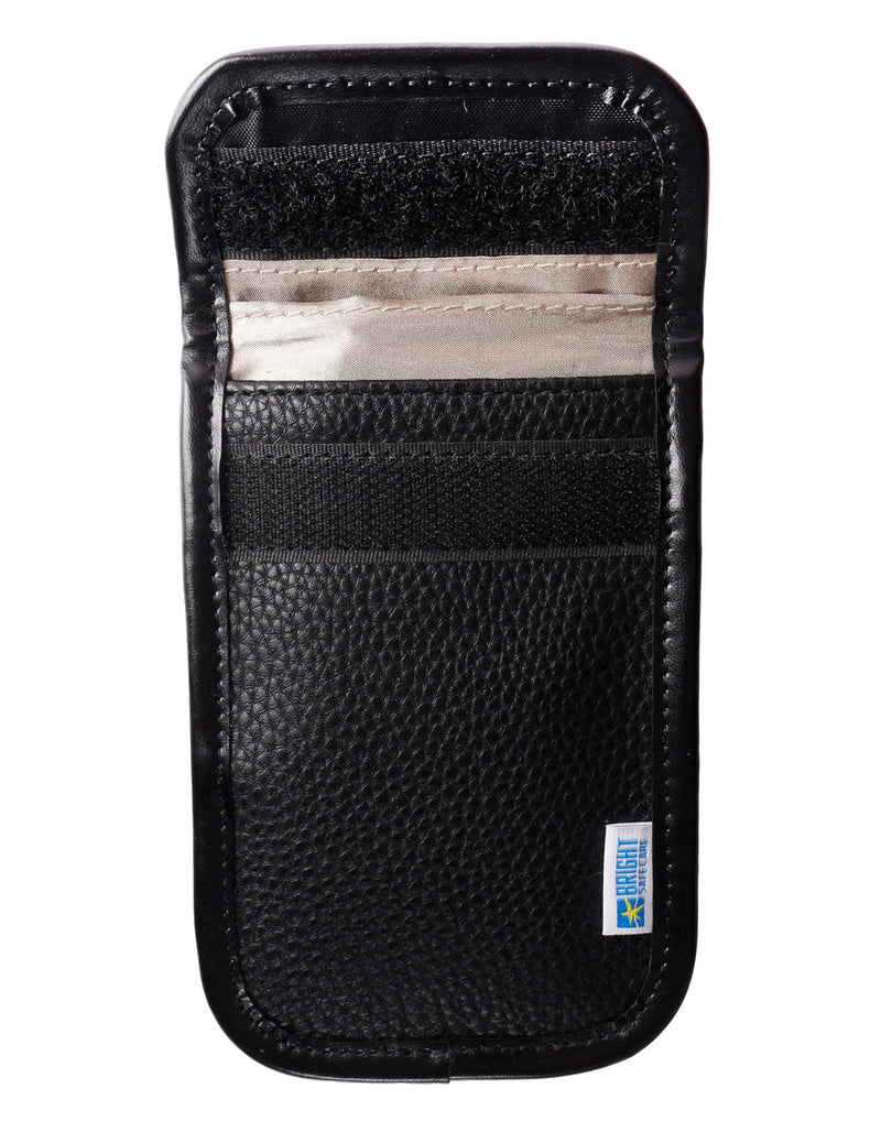 Bright Safe Care RFID Key and Card Blocker, black, front Velcro flap open