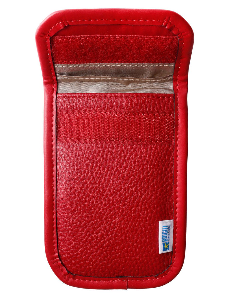 Bright Safe Care RFID Key and Card Blocker, red, front Velcro flap open