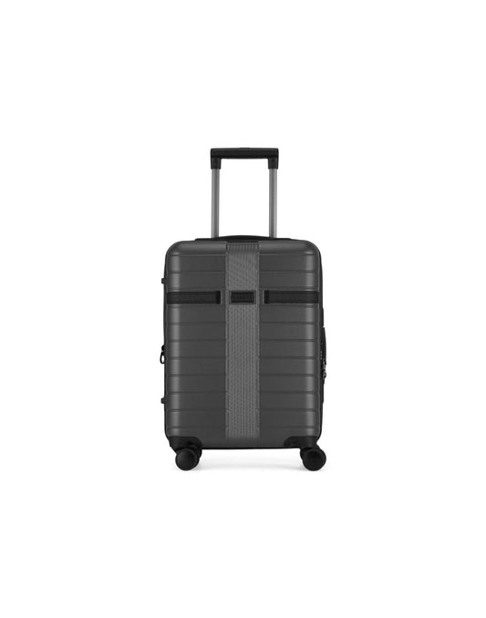 Product Image – Bugatti Hamburg Hardside Carry-on Spinner in Charcoal., front view.