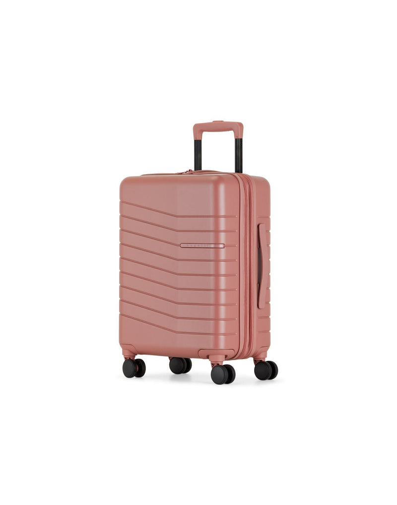 Bugatti Munich Hardside Carry-on Spinner in brick, front angled view.