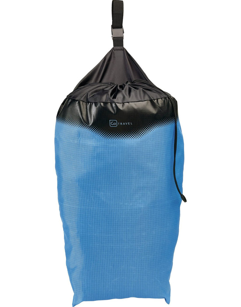 Go Travel Laundry Bag in blue, front view.