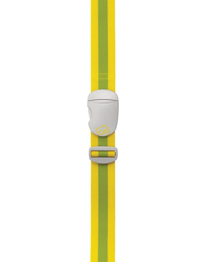 Go Travel Luggage Strap in yellow/green, close-up front view.