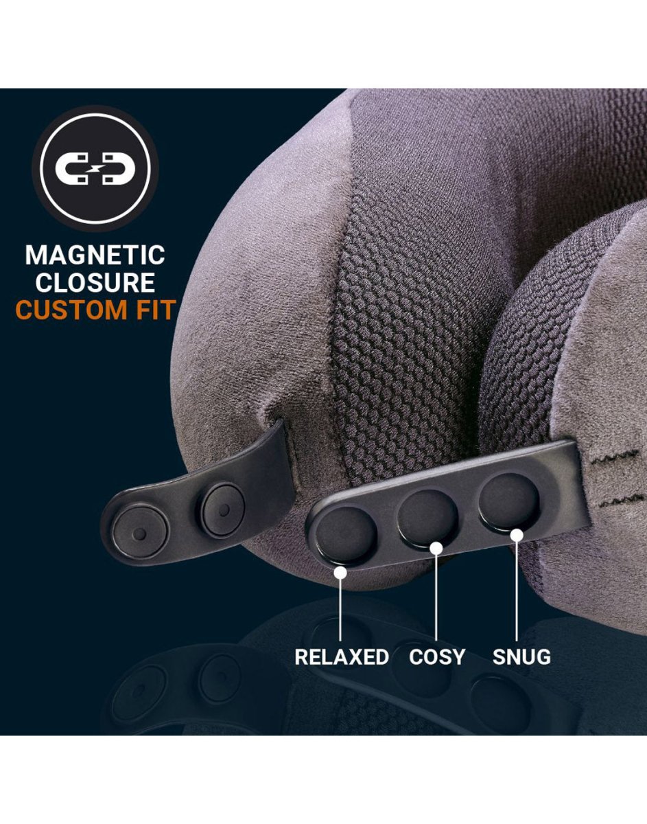 Close up of magnetic closure custom fit spaces on Go Travel Ultimate 3.0 Travel Pillow