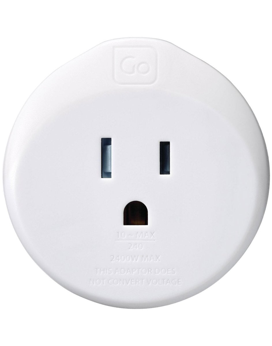 Go Travel USA-AUS/China Grounded Adapter, front view of input socket