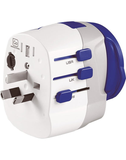 Go Travel Worldwide Adapter + USB-A & USB-C, side view with China/Australia plug switched