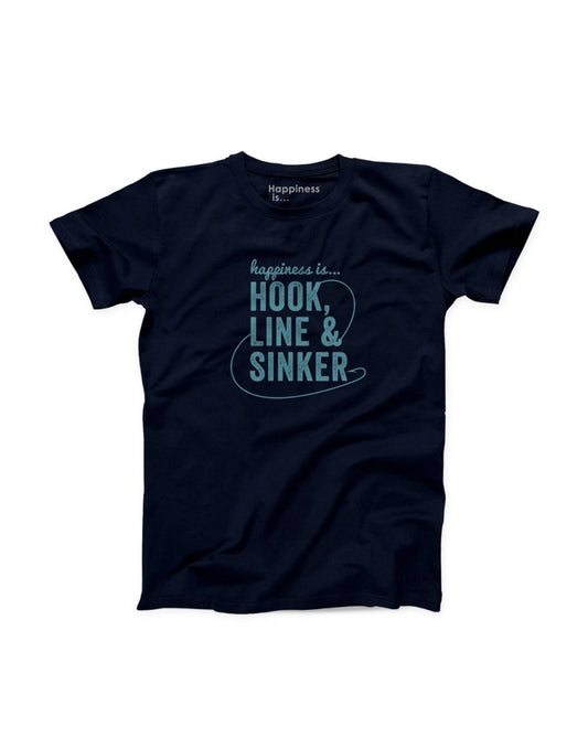 Product Image – Happiness Is... Men's Hook, Line & Sinker T-Shirt - navy, front view