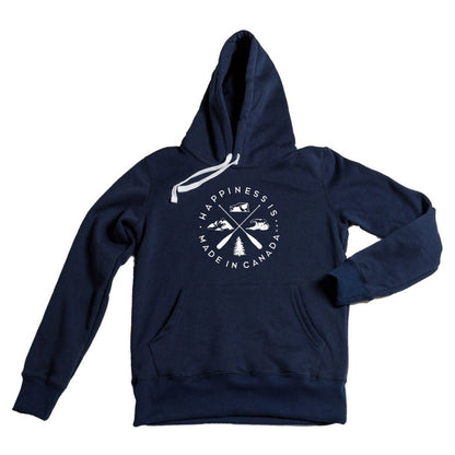 Happiness Is...Unisex Crest Hoodie - navy, front view