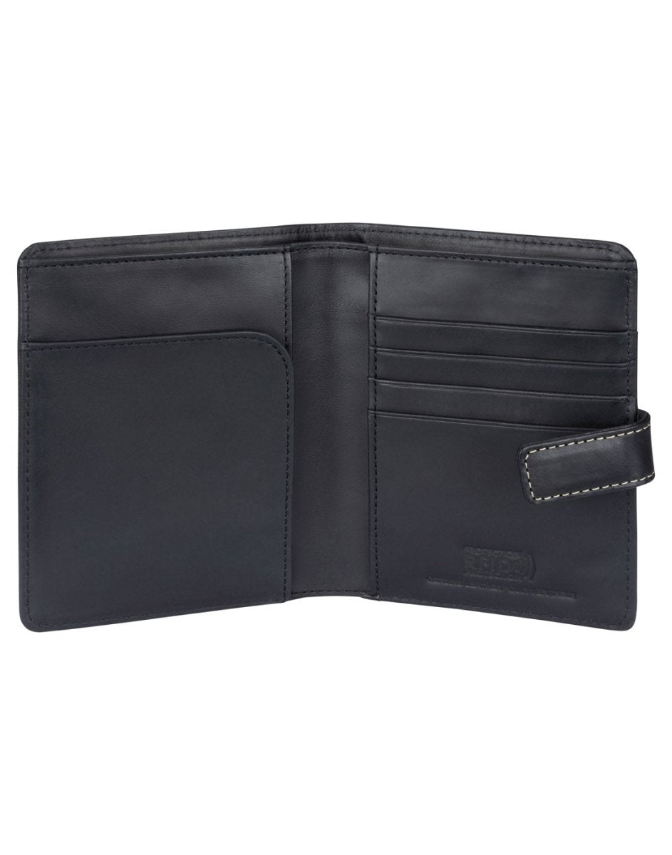 Leather RFID Passport Wallet With Tab Closure