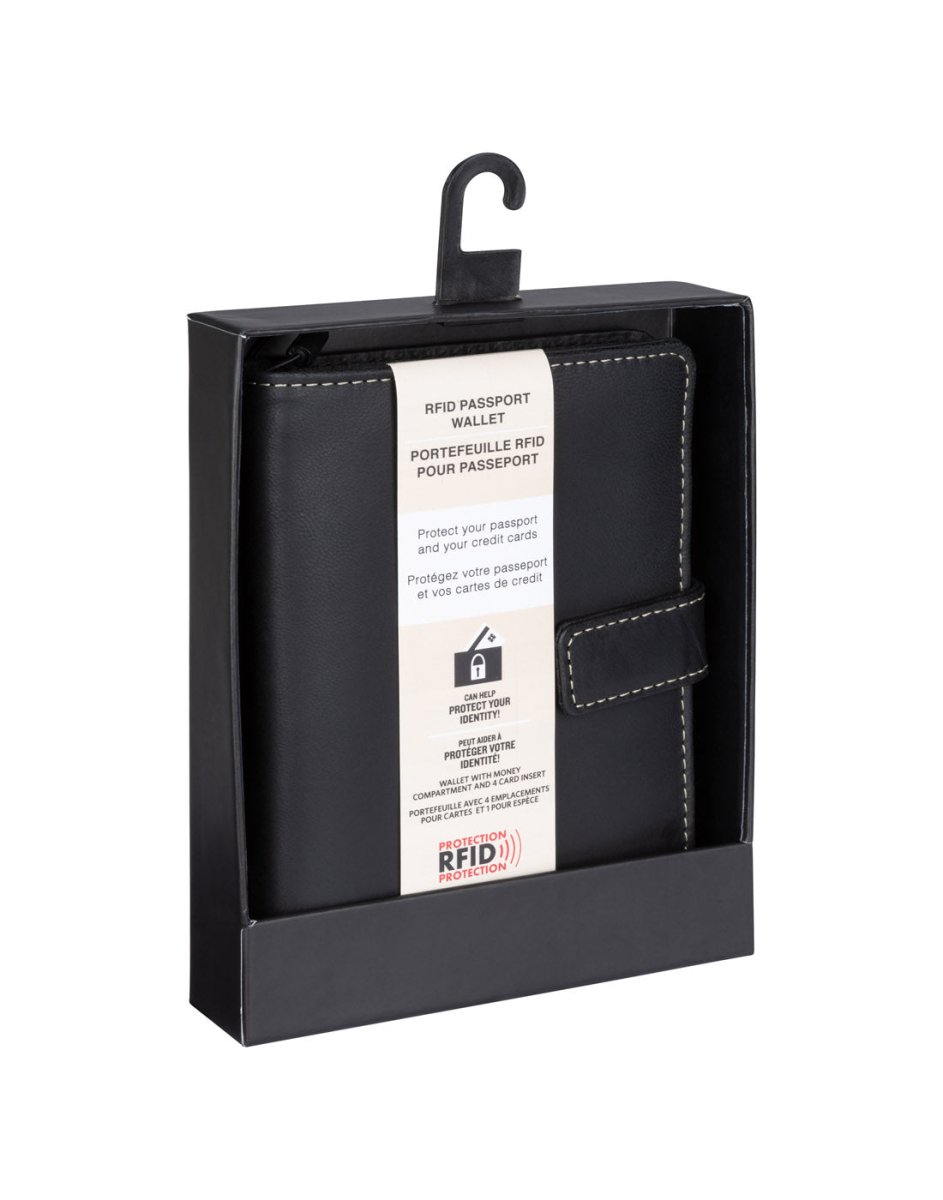 Leather RFID Passport Wallet With Tab Closure