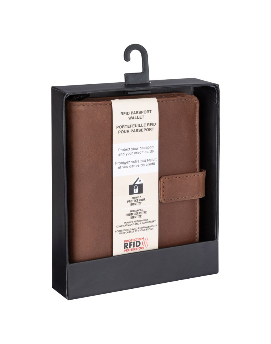 Leather RFID Passport Wallet With Tab Closure