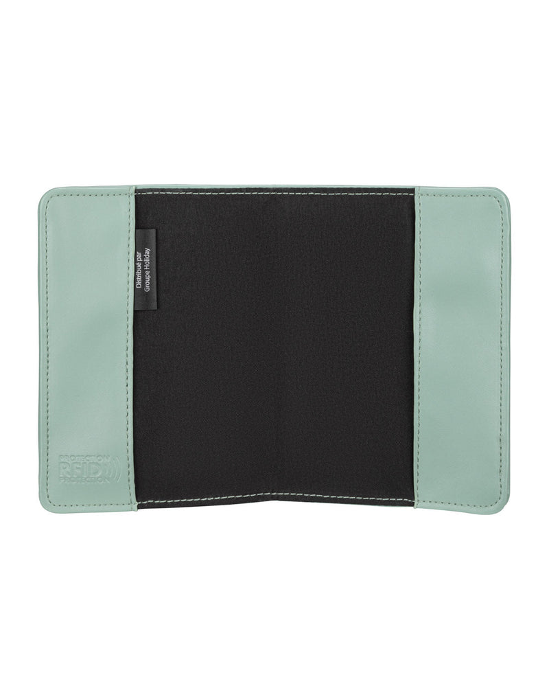 RFID Passport Cover in green, open view