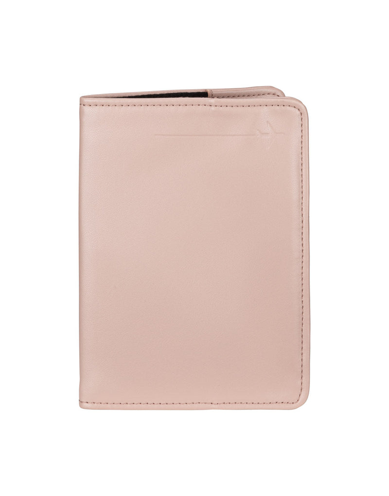 RFID Passport Cover in rose with embossed airplane in top right corner, front view