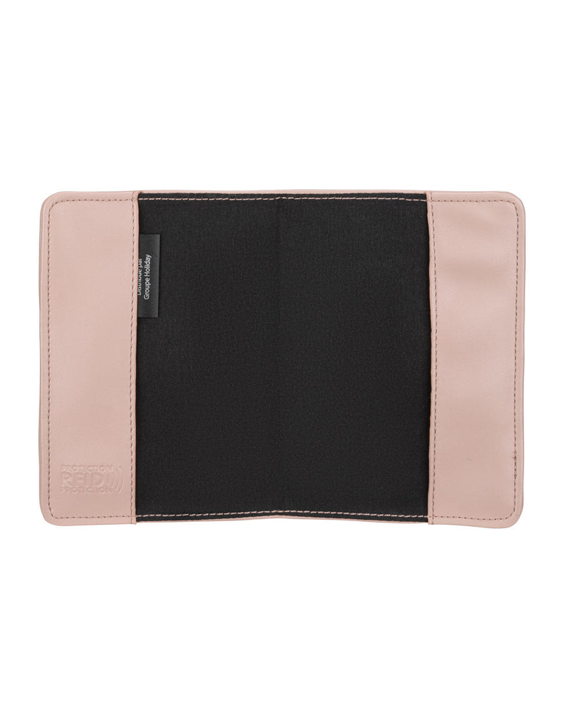 RFID Passport Cover in rose, open view