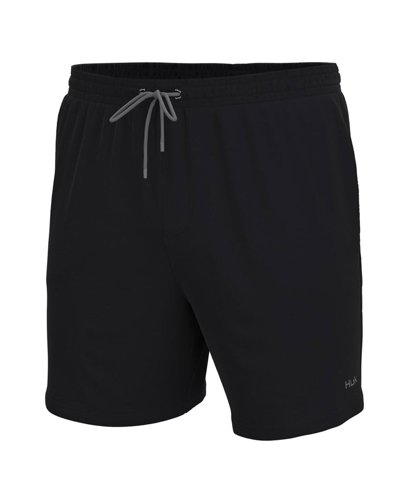 Front view of the Huk Men's Pursuit Volley Swim Short in Black.