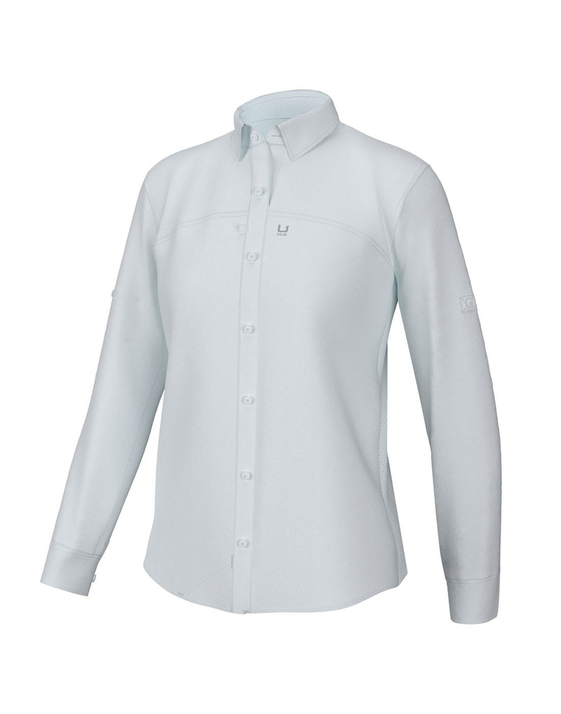 Huk Women's Tide Point Button-Down Shirt, white, front view