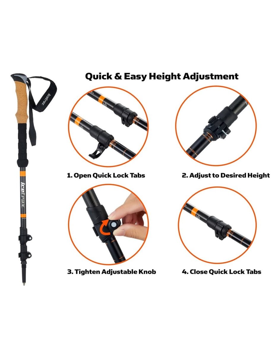 Icetrax Aluminum Trekking Poles height adjustment instructions