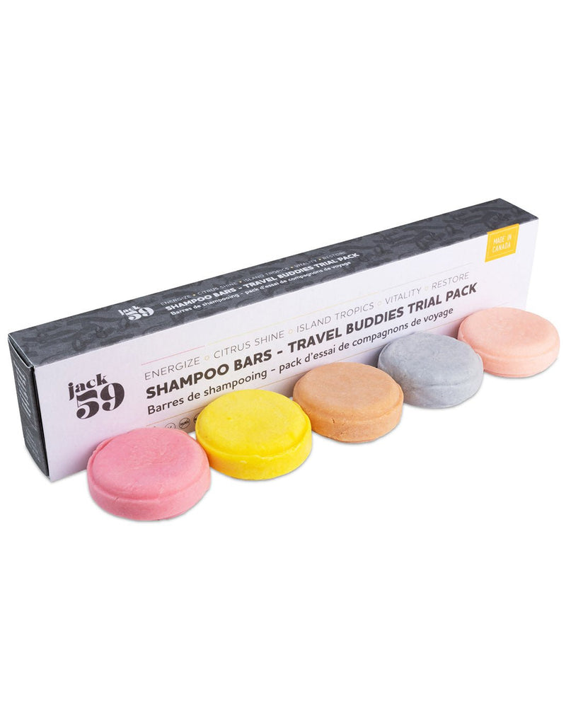 Jack59 Shampoo Bars - Travel Buddies Trial Pack - 5 soap bars in various colours